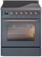 ILVE Nostalgie II 30-Inch Freestanding Electric Induction Range in Blue Grey with Copper Trim (UPI304NMPBGP)