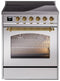 ILVE Nostalgie II 30-Inch Freestanding Electric Induction Range in Stainless Steel with Brass Trim (UPI304NMPSSG)