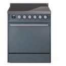 ILVE Professional Plus II 30-Inch 2.3 + 2.0 Cu. Ft. Induction Range with 6 Elements and Solid Door Oven in Blue Grey (UPI304QMPBG)