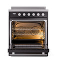 ILVE Professional Plus II 30-Inch 2.3 + 2.0 Cu. Ft. Induction Range with 6 Elements and Solid Door Oven in Glossy Black (UPI304QMPBK)