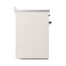 ILVE 30-Inch Nostalgie II Induction Range with Solid Door Oven in Antique White with Bronze Trim (UPI304QNMPAWB)