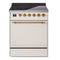 ILVE 30-Inch Nostalgie II Induction Range with Solid Door Oven in Antique White with Brass Trim (UPI304QNMPAWG)