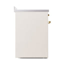 ILVE 30-Inch Nostalgie II Induction Range with Solid Door Oven in Antique White with Brass Trim (UPI304QNMPAWG)