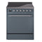 ILVE 30-Inch Nostalgie II Induction Range with Solid Door Oven in Blue Grey with Chrome Trim (UPI304QNMPBGC)