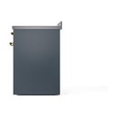 ILVE 30-Inch Nostalgie II Induction Range with Solid Door Oven in Blue Grey with Brass Trim (UPI304QNMPBGG)