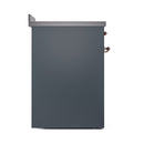 ILVE 30-Inch Nostalgie II Induction Range with Solid Door Oven in Blue Grey with Copper Trim (UPI304QNMPBGP)