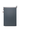ILVE 30-Inch Nostalgie II Induction Range with Solid Door Oven in Blue Grey with Copper Trim (UPI304QNMPBGP)