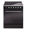 ILVE 30-Inch Nostalgie II Induction Range with Solid Door Oven in Glossy Black with Chrome Trim (UPI304QNMPBKC)