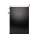 ILVE 30-Inch Nostalgie II Induction Range with Solid Door Oven in Glossy Black with Chrome Trim (UPI304QNMPBKC)