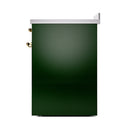 ILVE 30-Inch Nostalgie II Induction Range with Solid Door Oven in Emerald Green with Brass Trim (UPI304QNMPEGG)