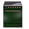 ILVE 30-Inch Nostalgie II Induction Range with Solid Door Oven in Emerald Green with Copper Trim (UPI304QNMPEGP)