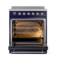 ILVE 30-Inch Nostalgie II Induction Range with Solid Door Oven in Midnight Blue with Chrome Trim (UPI304QNMPMBC)