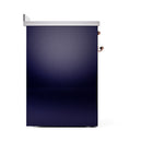 ILVE 30-Inch Nostalgie II Induction Range with Solid Door Oven in Midnight Blue with Copper Trim (UPI304QNMPMBP)