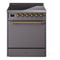 ILVE 30-Inch Nostalgie II Induction Range with Solid Door Oven in Matte Graphite with Brass Trim (UPI304QNMPMGG)