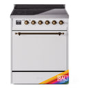 ILVE 30-Inch Nostalgie II Induction Range with Solid Door Oven in Custom RAL in Bronze Trim (UPI304QNMPRAB)