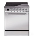 ILVE 30-Inch Nostalgie II Induction Range with Solid Door Oven in Stainless Steel with Chrome Trim (UPI304QNMPSSC)