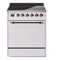 ILVE 30-Inch Nostalgie II Induction Range with Solid Door Oven in White with Bronze Trim (UPI304QNMPWHB)