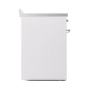 ILVE 30-Inch Nostalgie II Induction Range with Solid Door Oven in White with Chrome Trim (UPI304QNMPWHC)