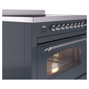 ILVE Nostalgie II 36-Inch Freestanding Electric Induction Range in Blue Grey with Chrome Trim (UPI366NMPBGC)