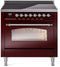 ILVE Nostalgie II 36-Inch Freestanding Electric Induction Range in Burgundy with Chrome Trim (UPI366NMPBUC)