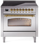 ILVE Nostalgie II 36-Inch Limited Edition Induction Range in Stainless Steel with Brass Trim (UPI366NMPSSG-LE)