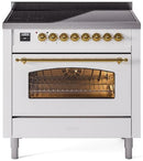 ILVE Nostalgie II 36-Inch Limited Edition Induction Range in White with Brass Trim (UPI366NMPWHG-LE)