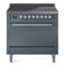 ILVE Professional Plus II 36-Inch 3.5 Cu. Ft. Induction Range with 6 Elements and Solid Door Oven in Blue Grey (UPI366QMPBG)