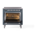 ILVE Professional Plus II 36-Inch 3.5 Cu. Ft. Induction Range with 6 Elements and Solid Door Oven in Blue Grey (UPI366QMPBG)