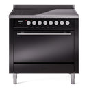 ILVE Professional Plus II 36-Inch 3.5 Cu. Ft. Induction Range with 6 Elements and Solid Door Oven in Glossy Black (UPI366QMPBK)