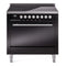 ILVE Professional Plus II 36-Inch 3.5 Cu. Ft. Induction Range with 6 Elements and Solid Door Oven in Glossy Black (UPI366QMPBK)