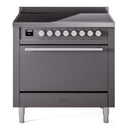 ILVE Professional Plus II 36-Inch 3.5 Cu. Ft. Induction Range with 6 Elements and Solid Door Oven in Matte Graphite (UPI366QMPMG)