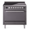 ILVE Professional Plus II 36-Inch 3.5 Cu. Ft. Induction Range with 6 Elements and Solid Door Oven in Matte Graphite (UPI366QMPMG)