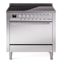ILVE Professional Plus II 36-Inch 3.5 Cu. Ft. Induction Range with 6 Elements and Solid Door Oven in Stainless Steel (UPI366QMPSS)