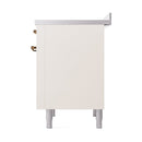 ILVE 36-Inch Nostalgie II Induction Range with Solid Door Oven in Antique White with Bronze Trim (UPI366QNMPAWB)