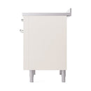 ILVE 36-Inch Nostalgie II Induction Range with Solid Door Oven in Antique White with Chrome Trim (UPI366QNMPAWC)