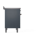 ILVE 36-Inch Nostalgie II Induction Range with Solid Door Oven in Blue Grey with Bronze Trim (UPI366QNMPBGB)