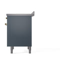 ILVE 36-Inch Nostalgie II Induction Range with Solid Door Oven in Blue Grey with Brass Trim (UPI366QNMPBGG)