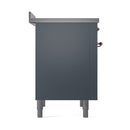 ILVE 36-Inch Nostalgie II Induction Range with Solid Door Oven in Blue Grey with Copper Trim (UPI366QNMPBGP)