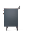 ILVE 36-Inch Nostalgie II Induction Range with Solid Door Oven in Blue Grey with Copper Trim (UPI366QNMPBGP)