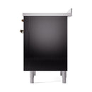ILVE 36-Inch Nostalgie II Induction Range with Solid Door Oven in Glossy Black with Bronze Trim (UPI366QNMPBKB)