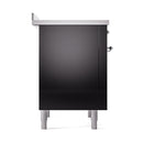 ILVE 36-Inch Nostalgie II Induction Range with Solid Door Oven in Glossy Black with Chrome Trim (UPI366QNMPBKC)