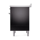 ILVE 36-Inch Nostalgie II Induction Range with Solid Door Oven in Glossy Black with Chrome Trim (UPI366QNMPBKC)