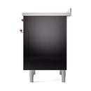ILVE 36-Inch Nostalgie II Induction Range with Solid Door Oven in Glossy Black with Copper Trim (UPI366QNMPBKP)