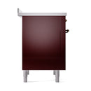 ILVE 36-Inch Nostalgie II Induction Range with Solid Door Oven in Burgundy with Bronze Trim (UPI366QNMPBUB)