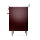 ILVE 36-Inch Nostalgie II Induction Range with Solid Door Oven in Burgundy with Chrome Trim (UPI366QNMPBUC)
