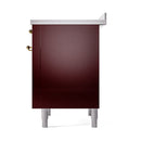 ILVE 36-Inch Nostalgie II Induction Range with Solid Door Oven in Burgundy with Brass Trim (UPI366QNMPBUG)
