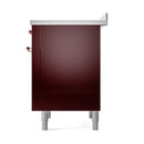 ILVE 36-Inch Nostalgie II Induction Range with Solid Door Oven in Burgundy with Copper Trim (UPI366QNMPBUP)