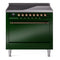 ILVE 36-Inch Nostalgie II Induction Range with Solid Door Oven in Emerald Green with Bronze Trim (UPI366QNMPEGB)
