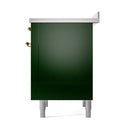 ILVE 36-Inch Nostalgie II Induction Range with Solid Door Oven in Emerald Green with Brass Trim (UPI366QNMPEGG)