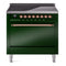 ILVE 36-Inch Nostalgie II Induction Range with Solid Door Oven in Emerald Green with Copper Trim (UPI366QNMPEGP)